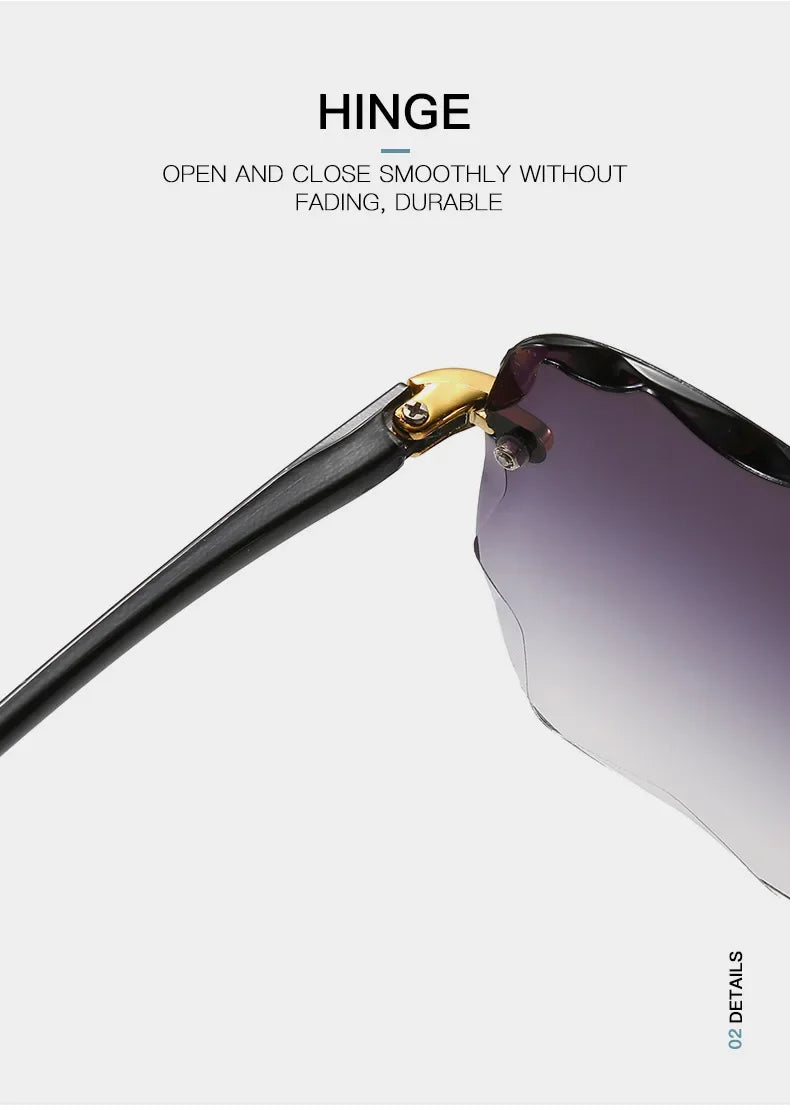 Square Rimless Sunglasses Women Luxury Brand Designer Summer Glasses Fashion Sun glasses For Men UV400 Shades Oculos