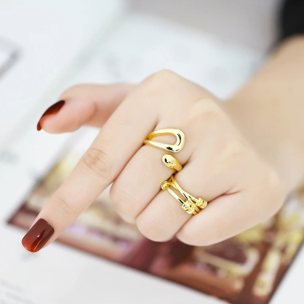 Clearance Trendy Brass Polish Gold/Silver Color Rings For Women'S Copper Gold Plated Adjustable Open Ring Jewelry Righ93
