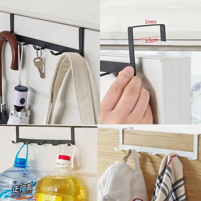 Ganchos para Colgar en la Puerta, 5 Ganchos, Estante Organizador para el Hogar, Baño, Ropa, Abrigos, Sombreros, Toallas, Accesorios de Cocina y Baño
