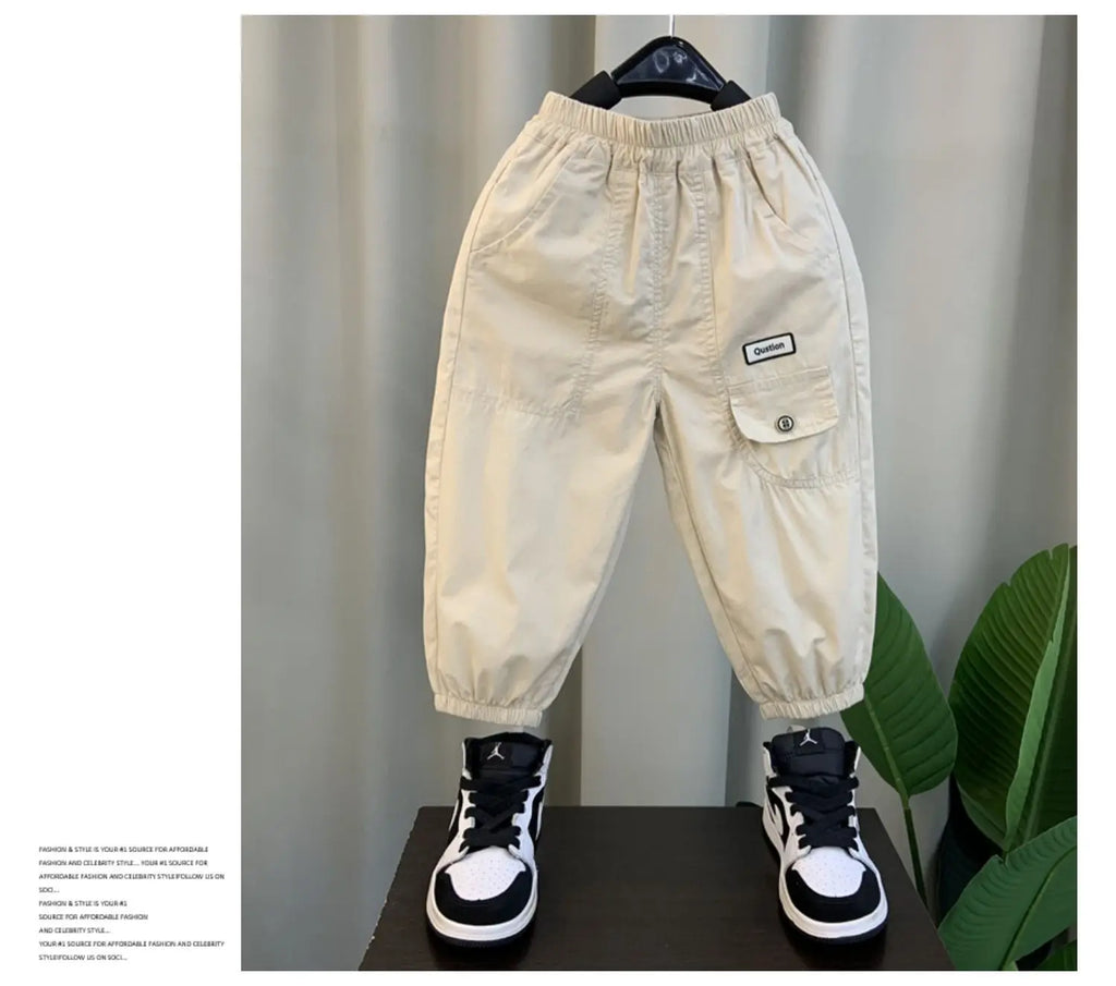 New Spring Autumn Fashion Boys Pants Loose And Comfortable Design Sport Overalls Cargo Trousers For 2-10 Years Old Kids
