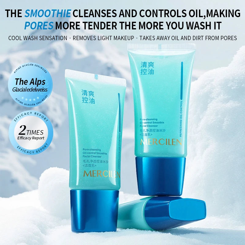 Mercilen Pore Cleansing Oil Control Smoothie Cleanser 150g, Contains Vitamin E, Salicylic Acid, and Collagen to Deeply Cleanse Dirt, Remove Makeup, and Clean the Skin Without Making It Tight, Leaving the Skin Hydrated and Cle