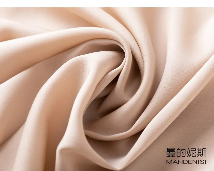 Tcyeek Women Silk Dress 93%Silk 7%Spandex Spaghetti Strap Mid Dresses 2024 Summer New Clothes Blue
