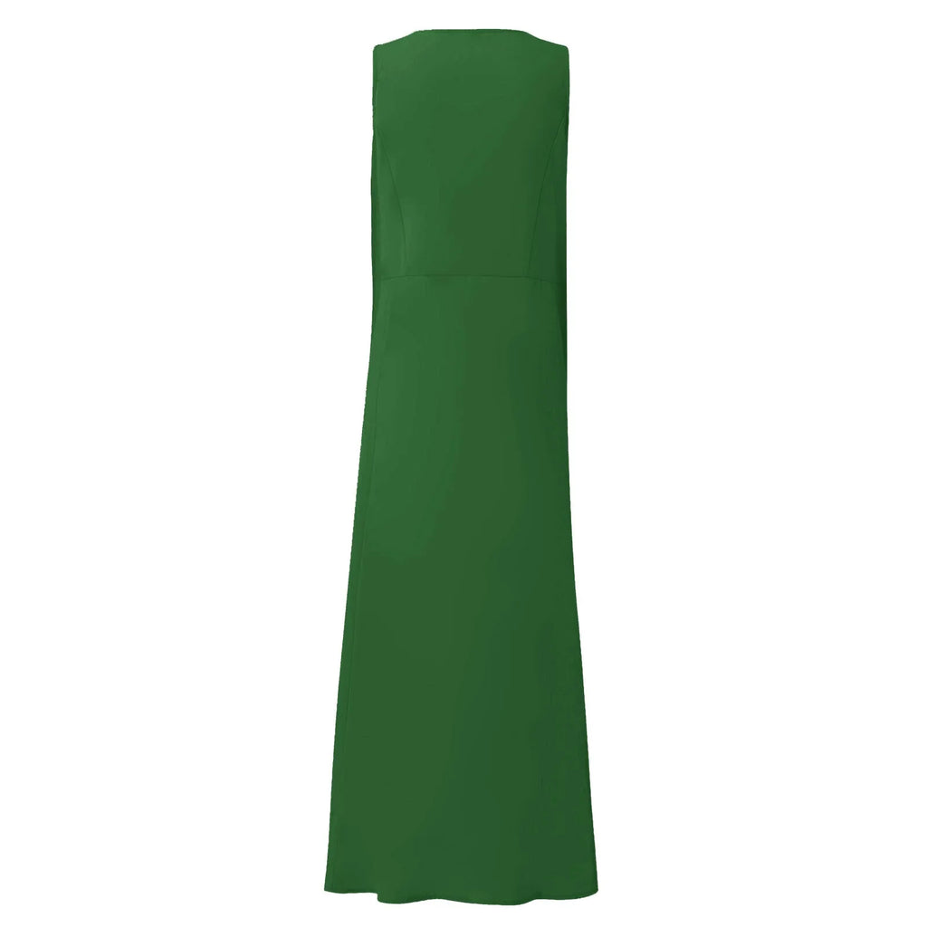 Women Cotton linen dress Fashion Simple beach dresses Solid Color Sleeveless Long skirt With pocket vestidos veranos moda 2024