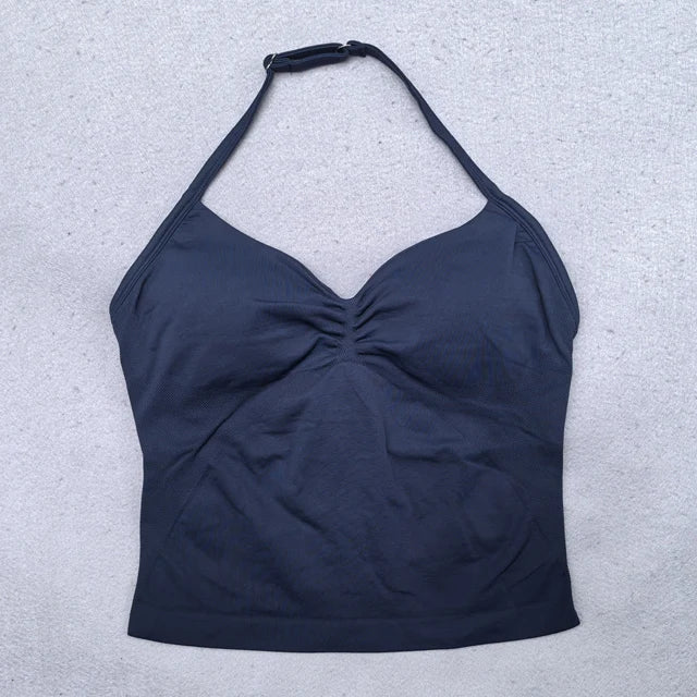 DPSTGYM Women's Seamless Yoga Top - Sleeveless Exposed Back Knit