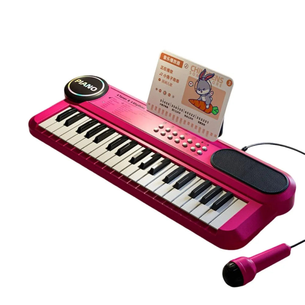 37-Key Kids' Electronic Piano Keyboard with Microphone - Educational