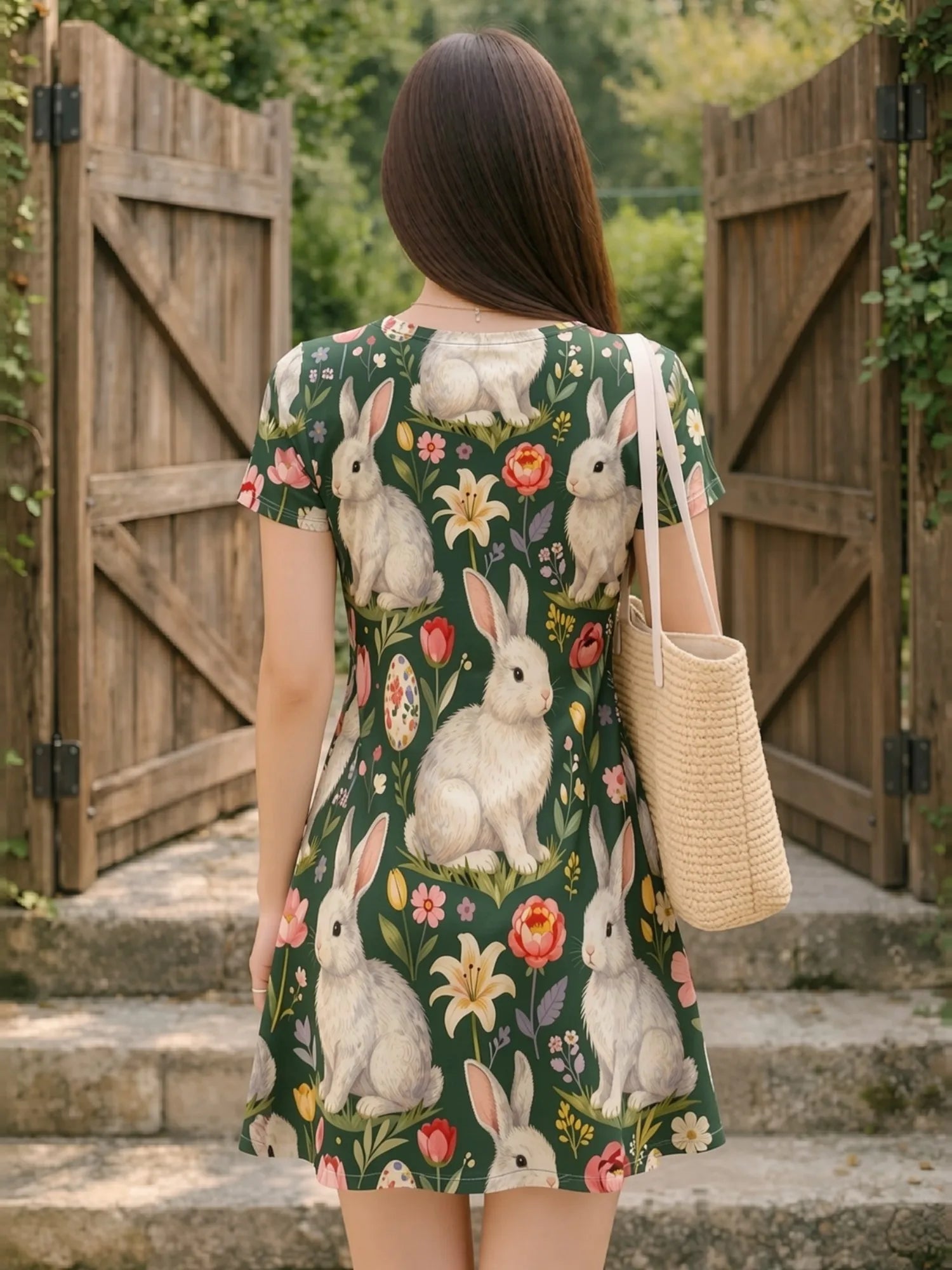 Elegant Womens V Neck Short Sleeve Floral A Line Dress Lightweight Summer Swing Dress for Daily Wear Vacation Travel and Parties