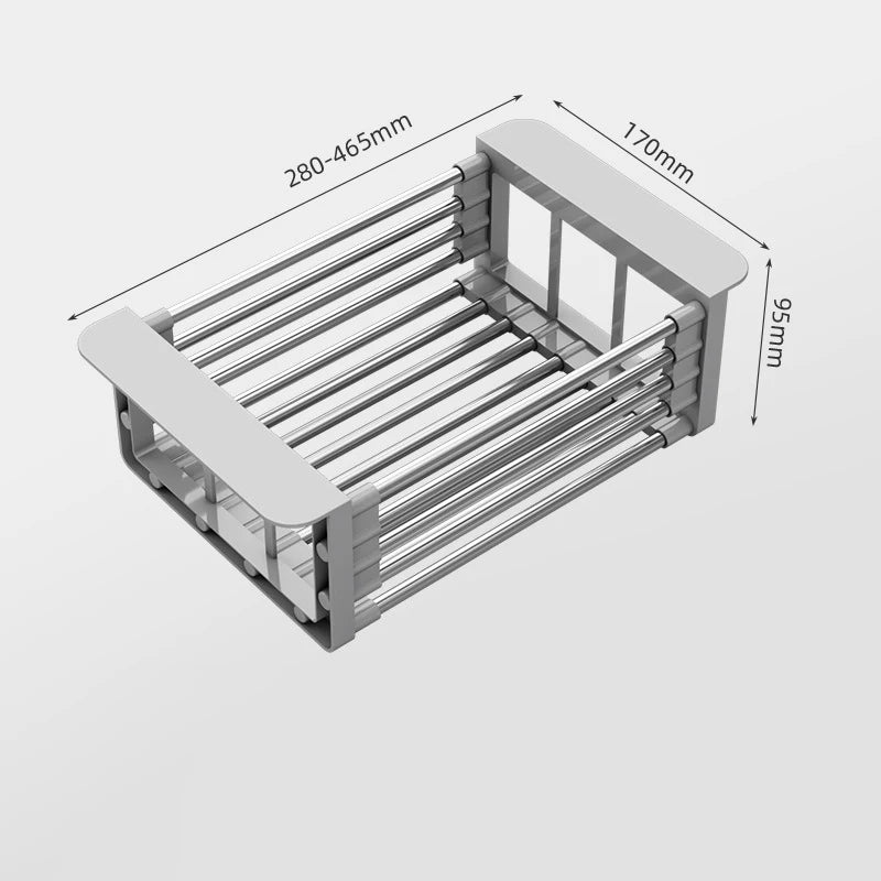 Fregadero de Cocina Escurridor de Acero Inoxidable Escurridor Extensible para Platos Cesta de Drenaje para Lavar Frutas y Verduras Estante de Almacenamiento