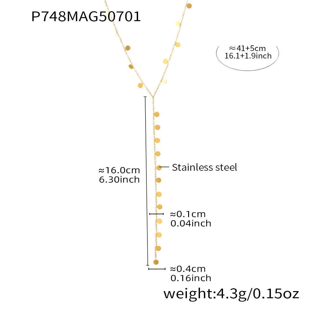 Multi Models Long Tassel Necklaces In Stainless Steel With 18K Gold Plated Waterproof Non Tarnish Chains Necklace For Women'S