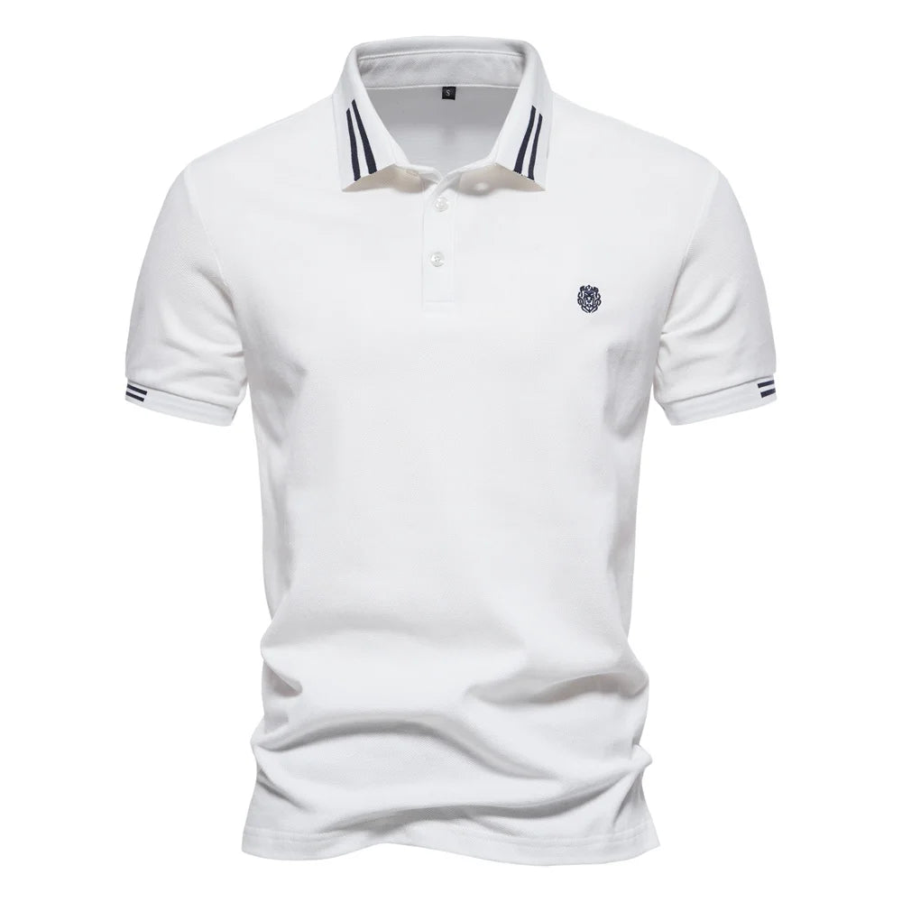 Aiopeon Premium Breathable Cotton Mens Polo Shirt Short Sleeve Solid Color For Men Casual Summer Wear