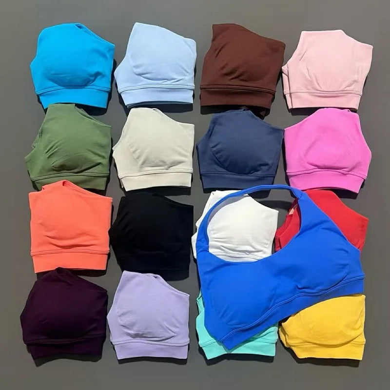 Women Sports Bra Seamless Halter Yoga Clothes Removable Cups Women Workout Clothing Gym Backless Bra Running Workout Tops