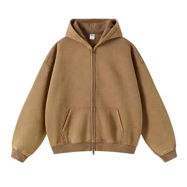 Maqvob High Quality Luxury Apparel Street Wear Euro Us Size Spring Autum Full Up Zipper Washed Batik Dye Hoodie