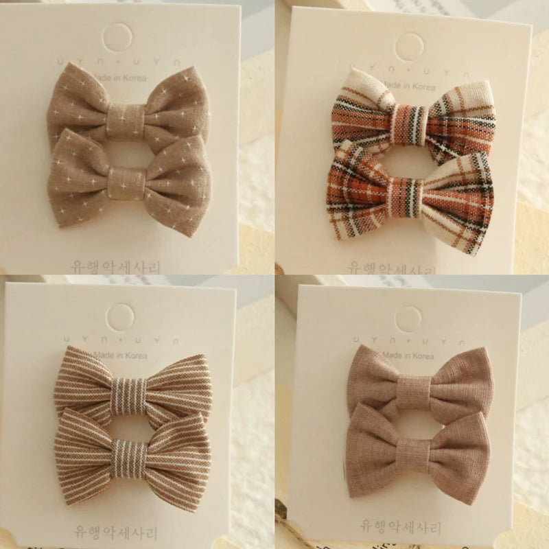 AITOUSHI Girls' Cotton Bow Hair Clips - Handmade Classical Headwear