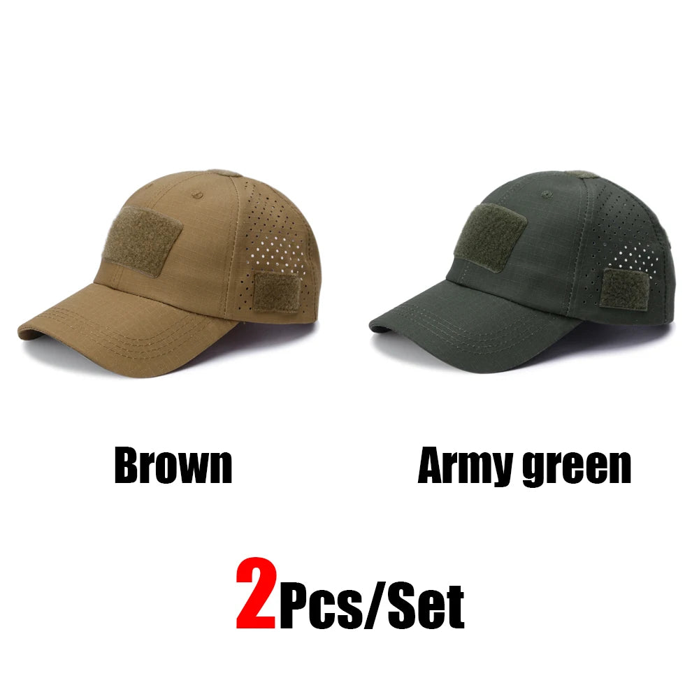 1/2Pcs New Men Camouflage Baseball Cap Breathable Sunscreen Hat Outdoor Sports Hunting Hiking Camping Beach Fishing Sun Hat