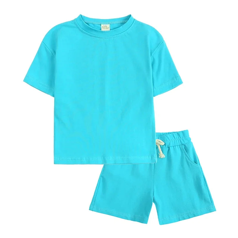 Kids Tales Unisex Toddler Summer Clothing Set - Cotton T-Shirt & Shorts