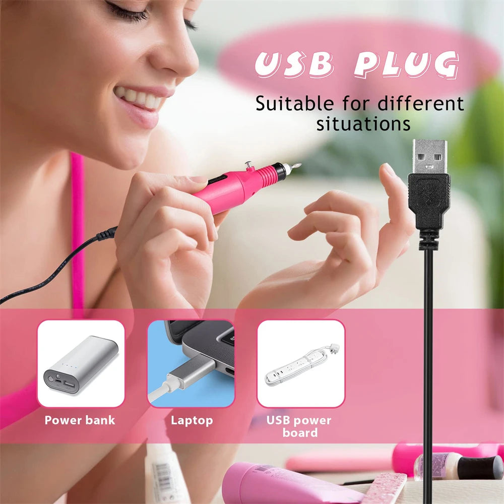 Electric Nail Sander Set Nail Drill Machine Grinding Equipment Milling Cutter For Manicure Pedicure Strong Polishing Tools