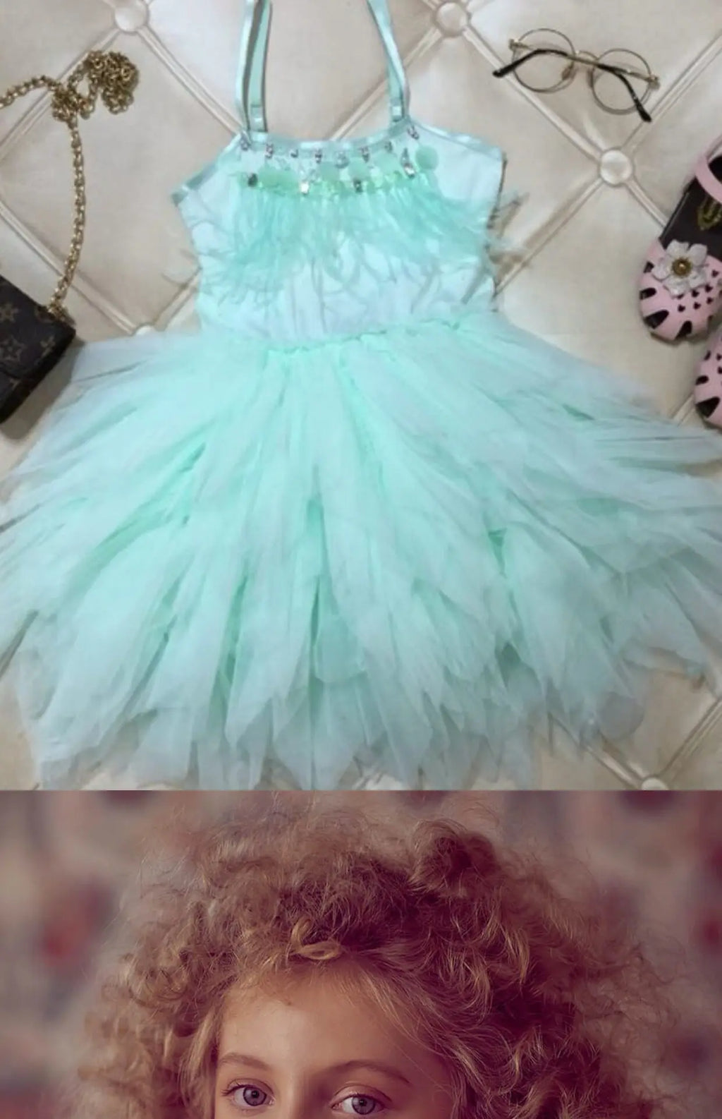 High-end Girls Tutu Dress 2026 New Summer Kids Sequin Flower Feather Slip Dresses Little Girls Princess Performance Dress