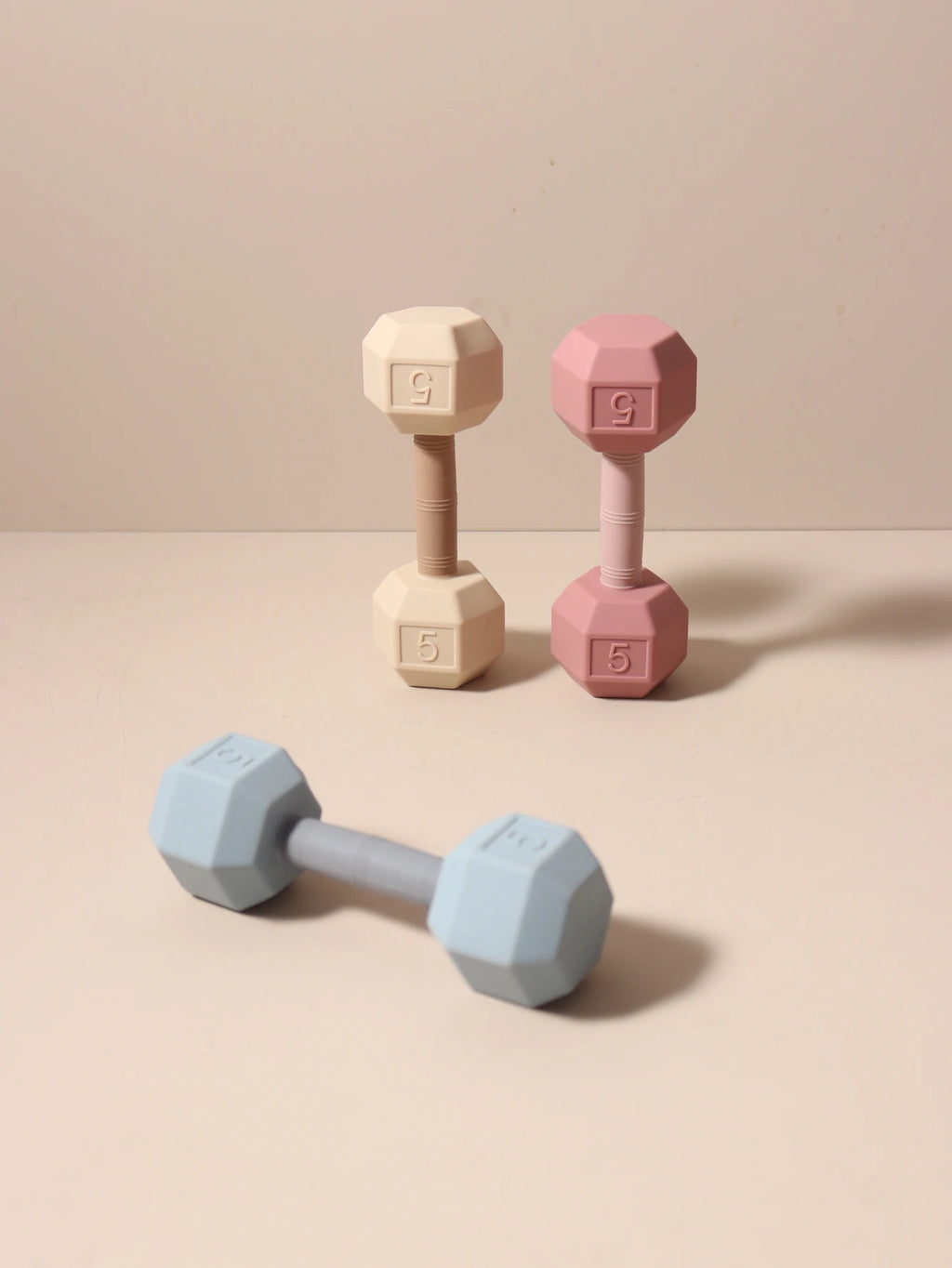 2-in-1 Barbell Shape Silicone Teether baby Rattle toy with sound 5kg