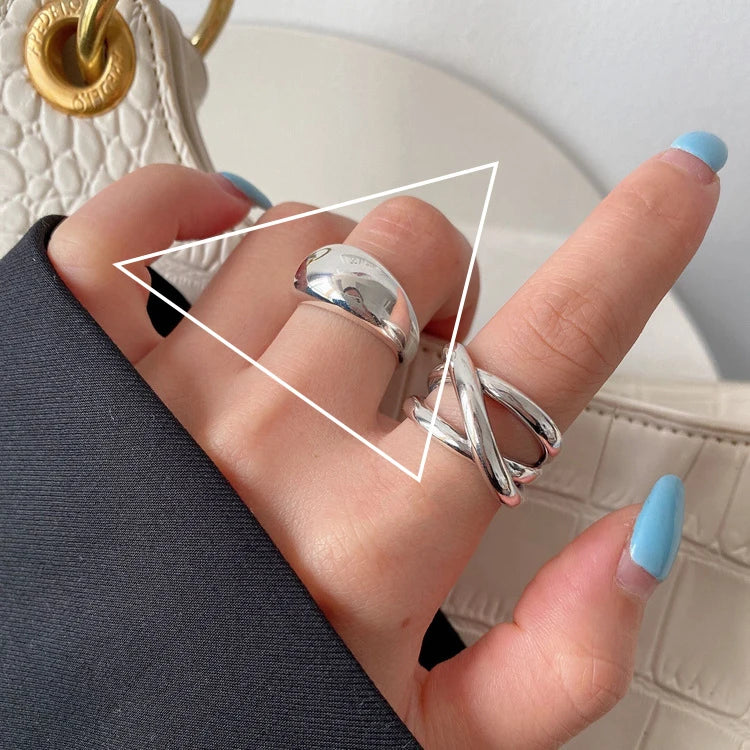 Panjbj 925 Sterling Silver Lines Ring For Women'S Jewelry Finger Adjustable Open Vintage For Birthday Dropship
