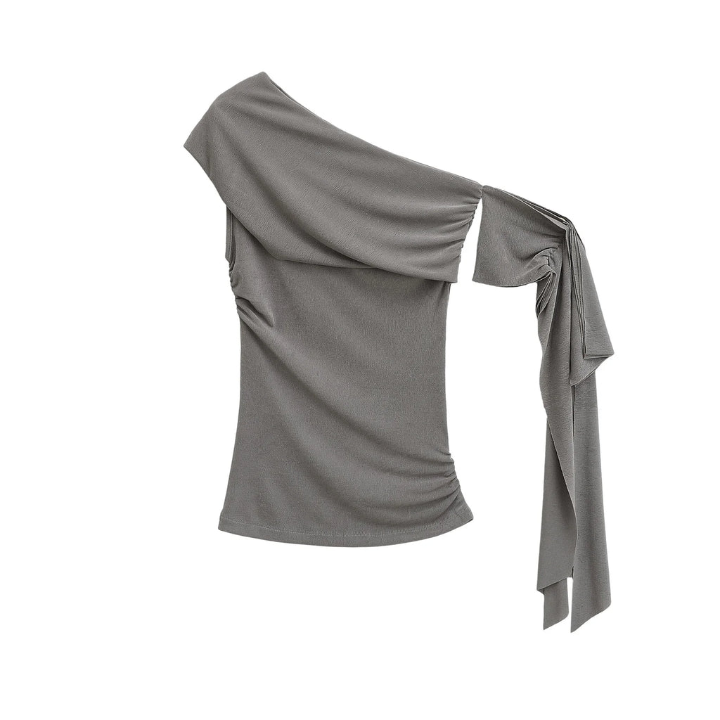 Sweet Sexy Bodycon Short Sleeve T-Shirt Shoulder Bared Pure Color Slimming Top for Trendy Women Summer Thin Fabric Cute Style