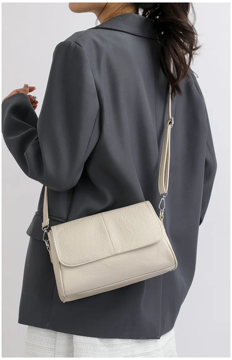 Retro Oil Wax Leather Crossbody Bag,with Textured and Vintage Feel,Simple and Elegant Flap Design,and Adjustable Shoulder Strap