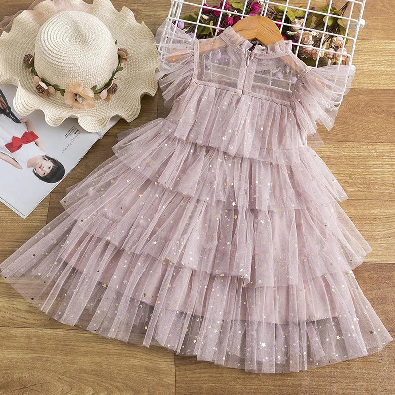 Foreign Trade New Style Girls' Fairy Dress European and American Cake Mesh Puffy Dress Children's Birthday Performance Costume