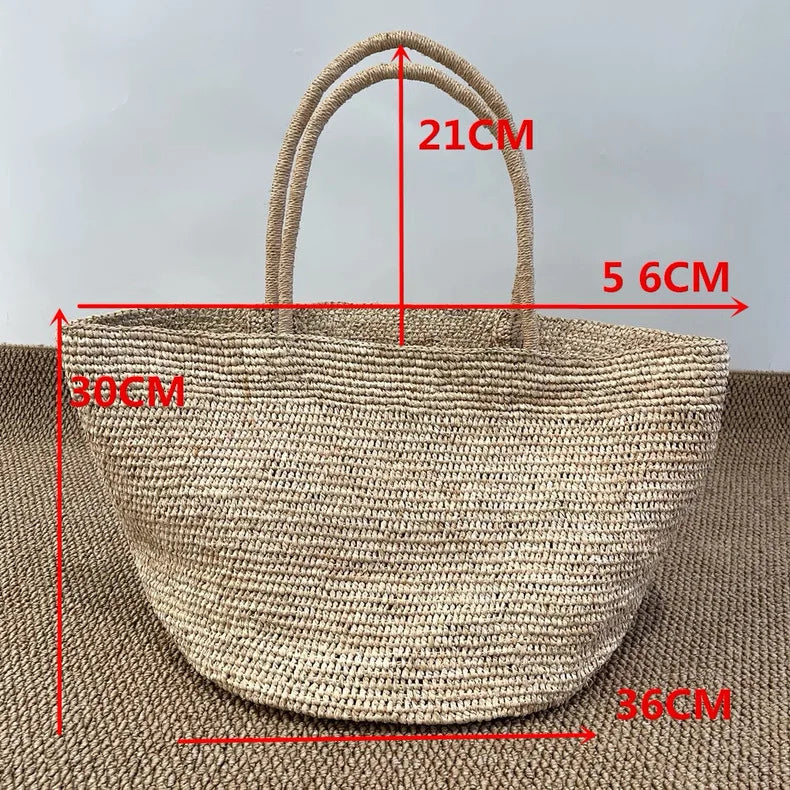 2026 Large Handwoven Rattan Tote Bag for Women Natural Straw Beach Bag Purse Luxury Shoulder Bags Handbag Summer