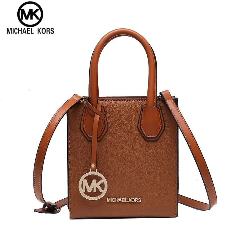 2026 New Michael Kors Women's Fashion One Shoulder Handbag MK Cross Shoulder Vertical Small Square Bag Classic Letter Bag