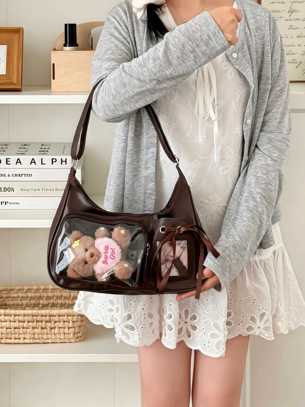 Y2k Harajuku Shoulder Bag Women Korean Transparent Ita Bag School Crossbody Bag Female Japanese Designer Preppy Handbag Purse