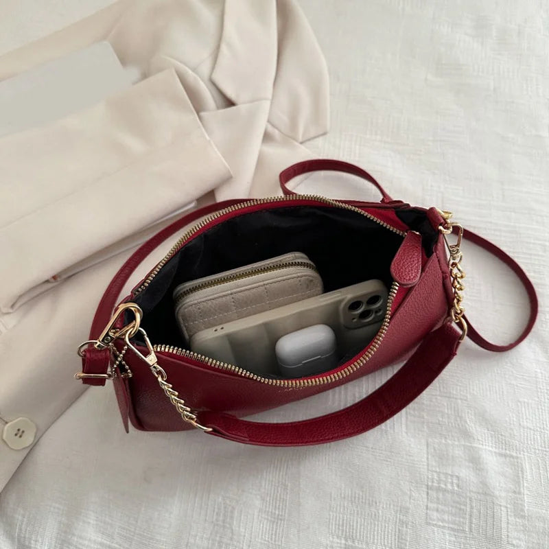 Crossbody Bag for Women Adjustable Strap Crescent Shoulder Bag PU Leather Zipper Closure Casual Handbag for Work Travel