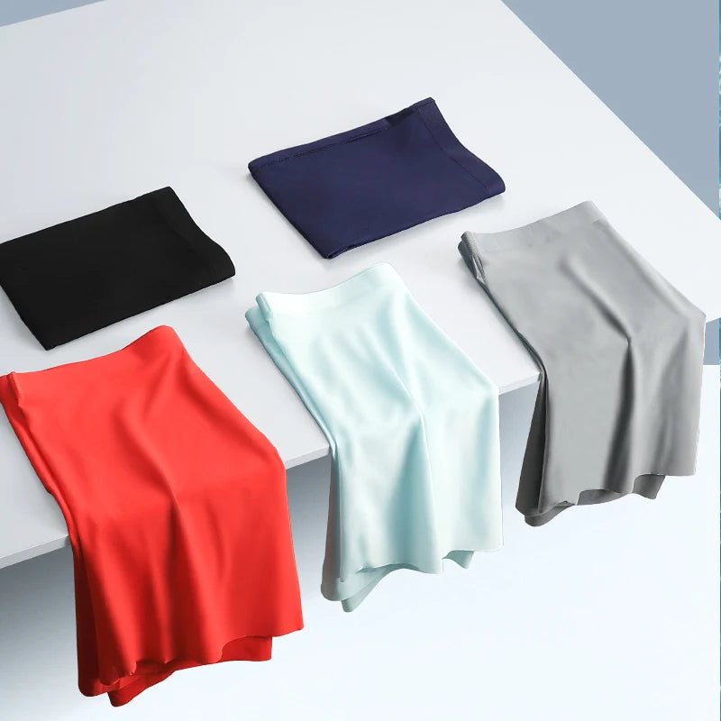 Men'S Underwear Men'S 3D Stamping Ice Silk Boxers Seamless Thin Boxers Lengthened Sports Summer Short Shorts Head