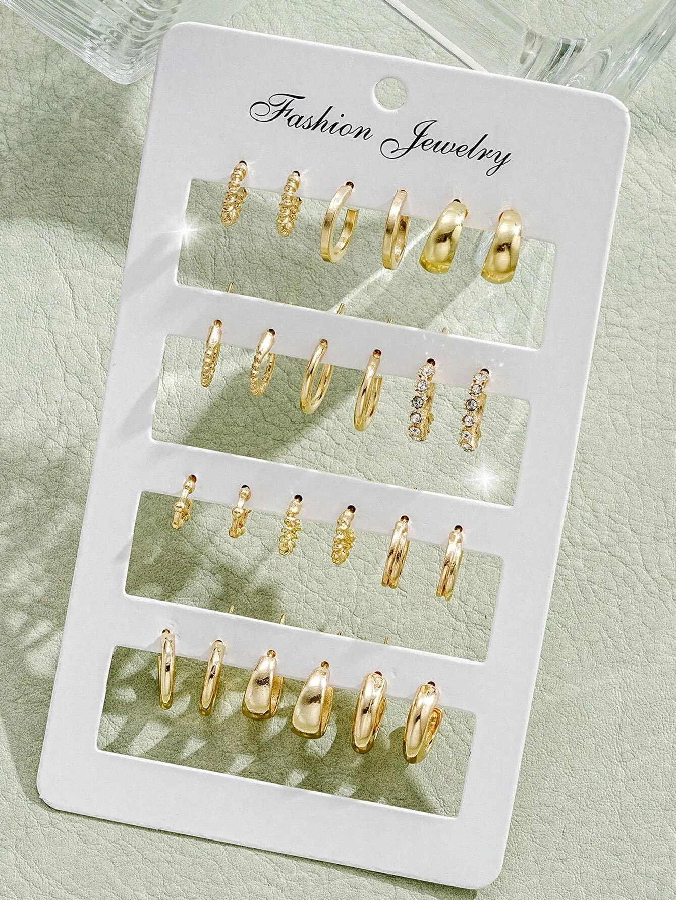Rhinestone Small Hoop Earrings 24 Pcs Set Minimalist Everyday Jewelry For Women With Sparkle