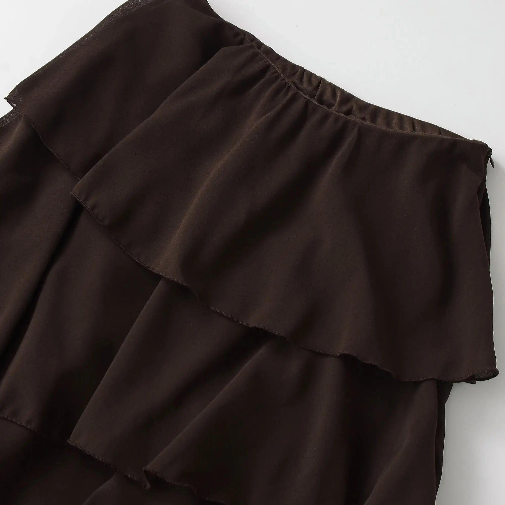 Vintage Tiered Brown Party Commute Modern High Street Long Skirt Elegant Streetwear Fashion 2026 Spring Female Skirt