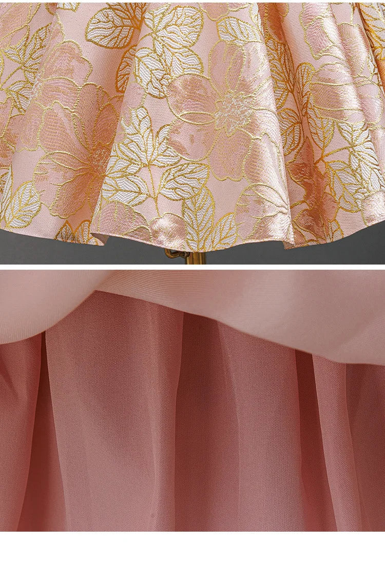 HETISO Flower Girl Dresses for Wedding Summer Embroidery Children's Elegant Birthday Party Princess Prom Gown 1-7 Years
