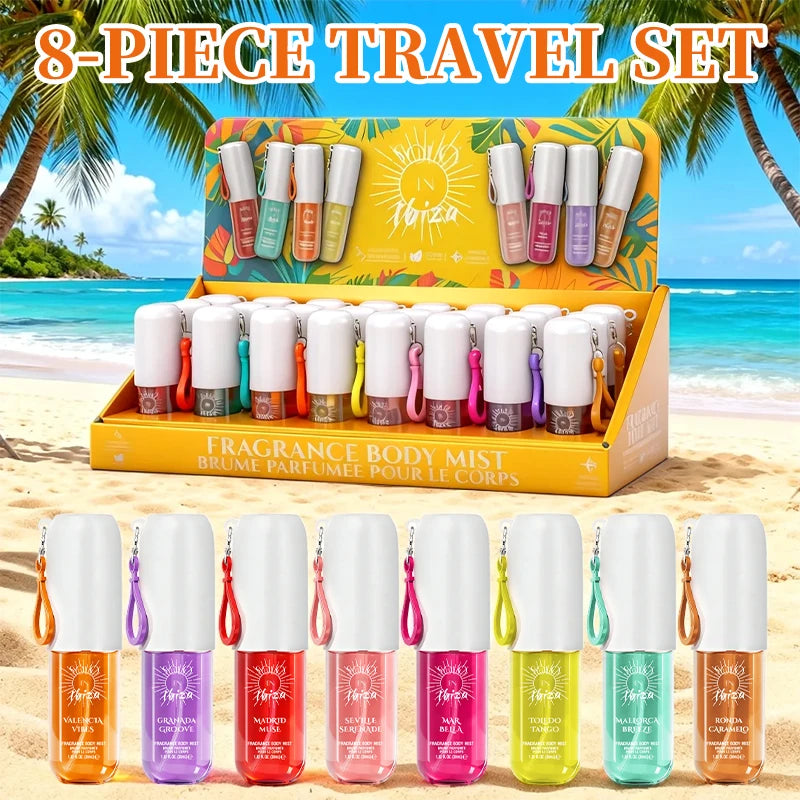 SOLO EN IBIZA 8-Piece Body Mist Set, 8 Scents, Long-Lasting Travel Perfume,Suitable for daily usee,Perfect Valentine's Gift
