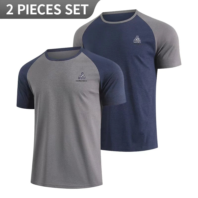 Men's Solid Color O-Neck Short Sleeve Sports T-Shirt - Polyester
