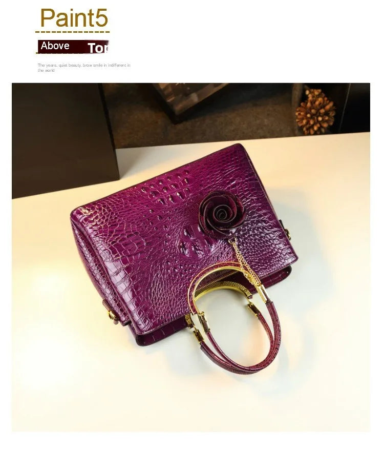 Elegant Leather Crocodile Pattern Wedding Handbag for Women Suitable for Bridal Events And Cheongsam Outfits European Vintage...
