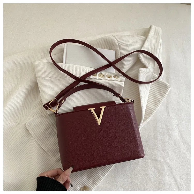 Minimalist Square Shoulder Bag - Women's PU Crossbody Handbag