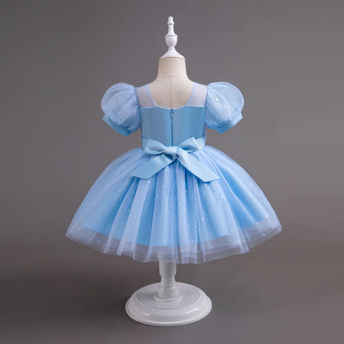 HETISO Pearls Bowknot Kids Girls Dresses Summer Tulle Vintage Elegant Princess Party Gown Children's Gift