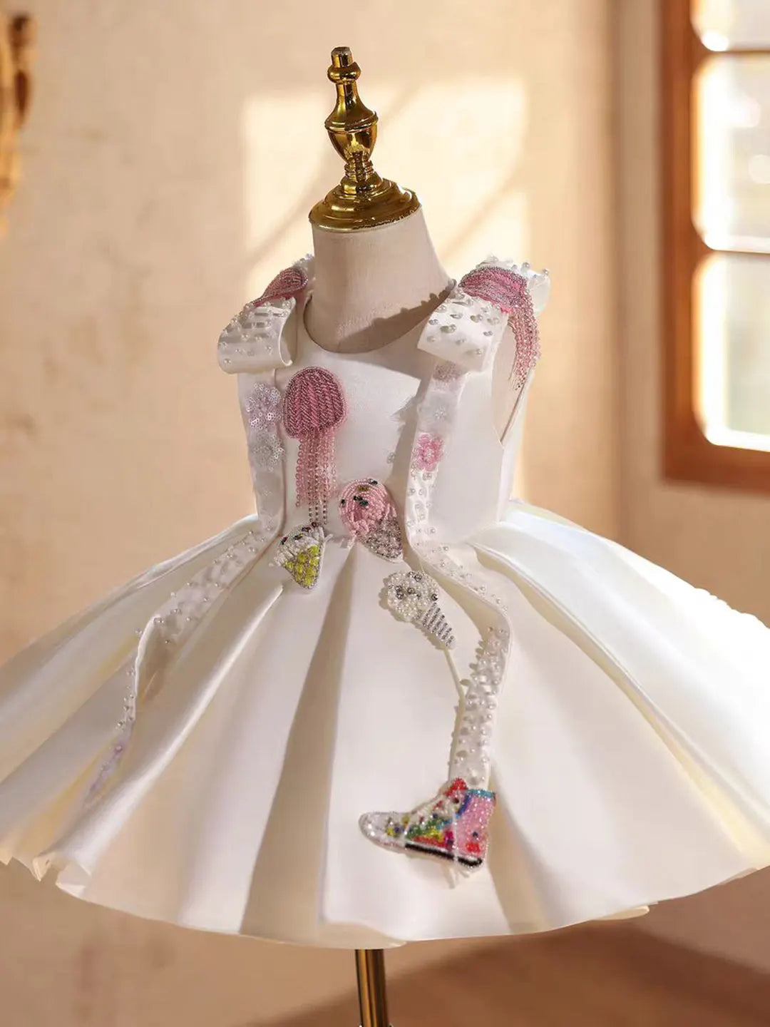 Dreamy Vow D223 Cute Flower Girl Dress Crystal Satin Princess Kids Fomal Gown for Wedding Birthday Festival Party Pageant