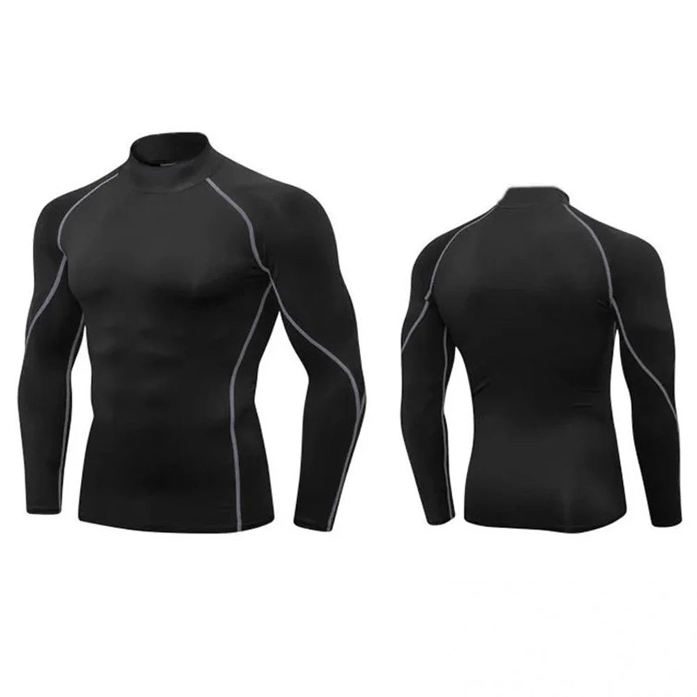 Men's Compression Turtleneck Long Sleeve Shirt - Athletic Gym Base Layer