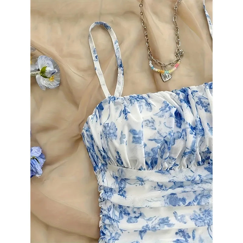 For Women Dresses  Spring Summer Cute Dating Ditsy Floral Sleeveless Square Neck Mini Cami Casual Dresses