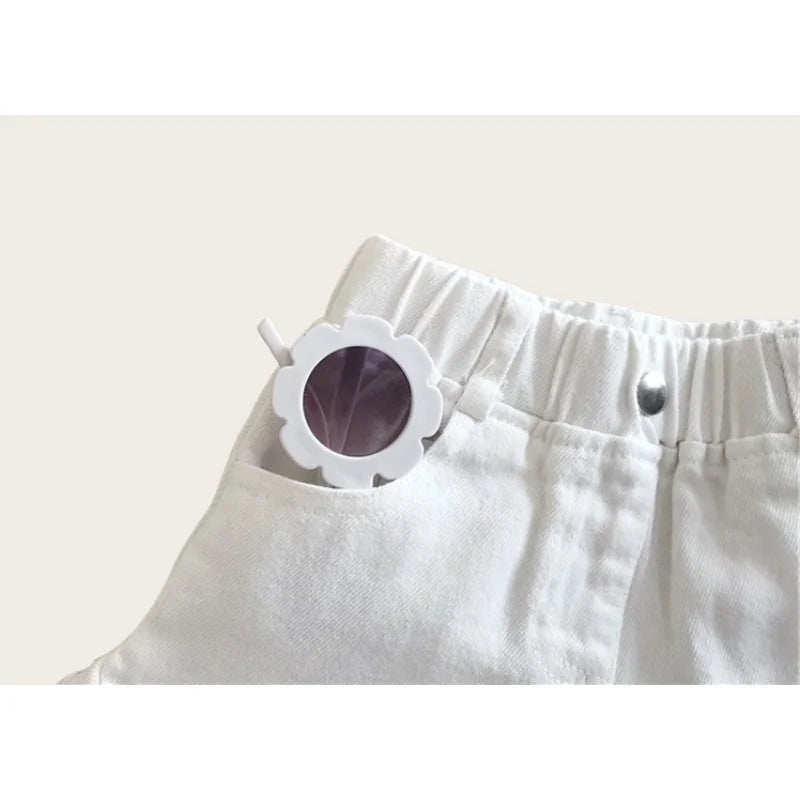 Girls Denim Shorts 2026 Summer 1-7Y Kids Short Jeans Solid Color Fashion Comfotable Clothing with Korean Style Pants
