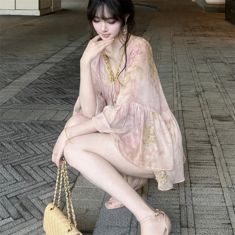 2025 New Gentle to The Bone Soft and Boneless With a Koreanst Style Heiress's Early Morning Breeze and Cool Fairy Aura Top Women