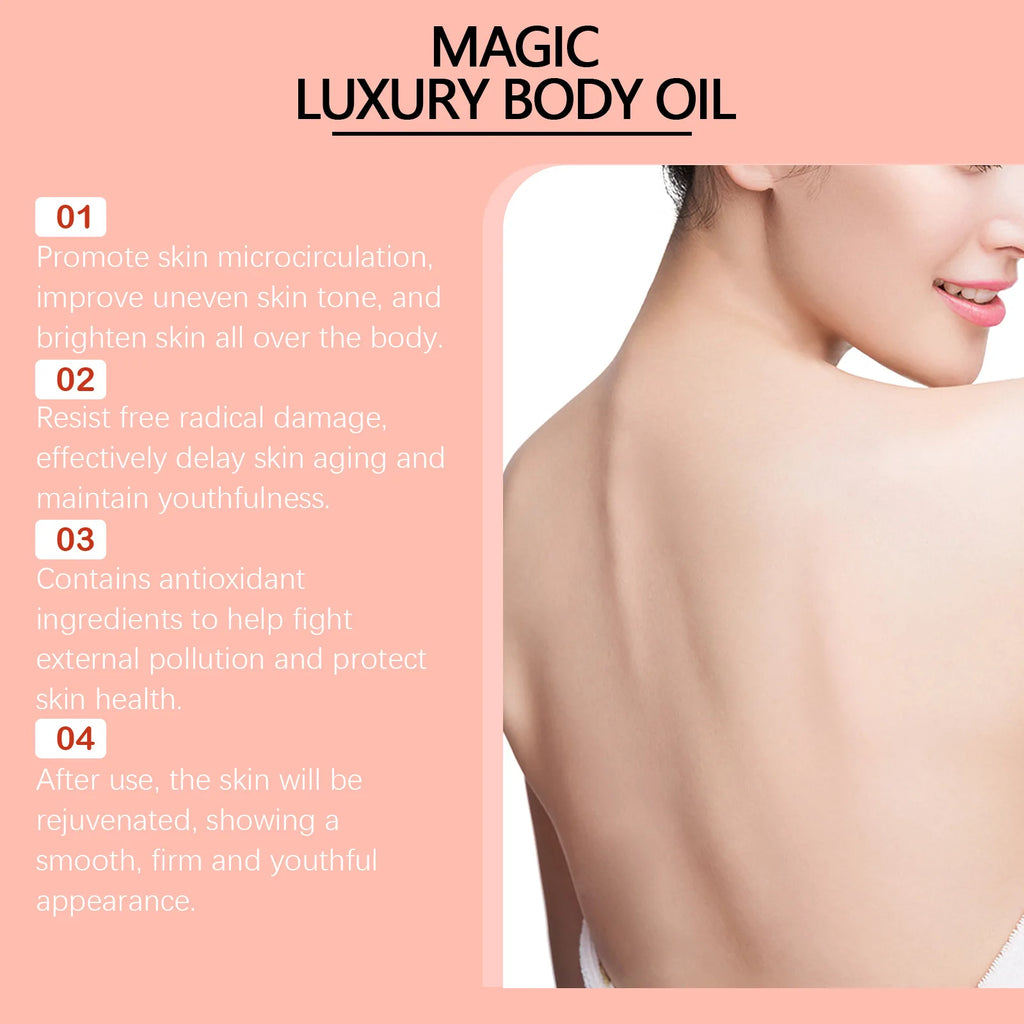 West Month Magic Luxury Body Oil Moisturizing Skin Tightening Lifting Firm Chest Thigh Lift Smooth Rejuvenation Body Massage Oil