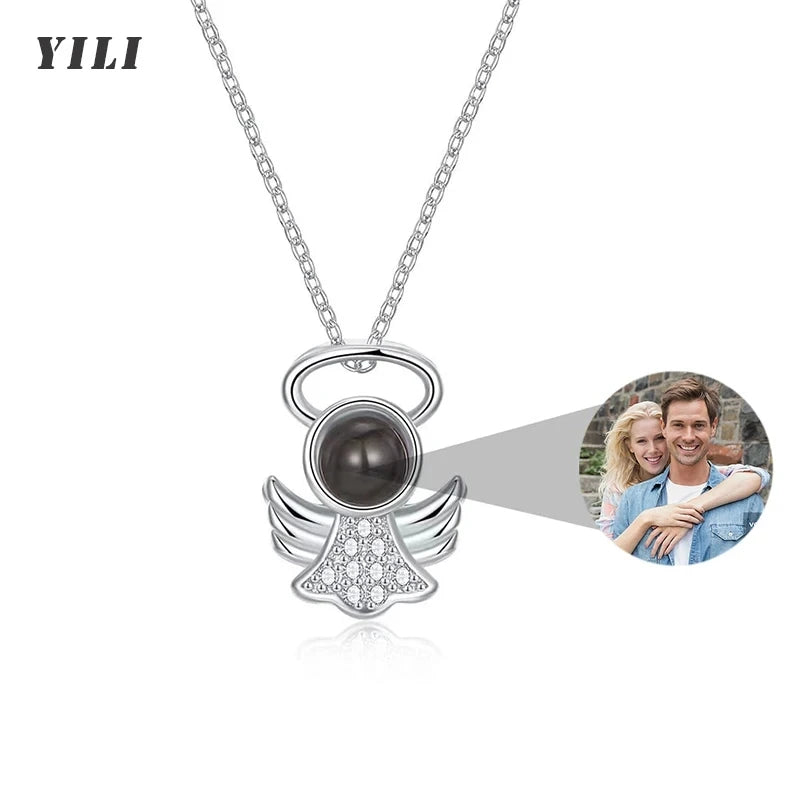 Custom Photo Projection Necklace With I Love You In 100 Languages Personalized Gift For Women