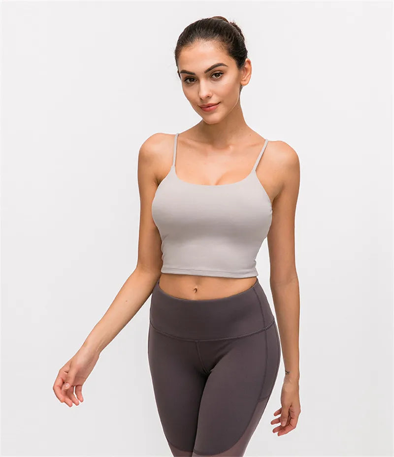 Solid Color Women Sports Bra Comprehensive Training Shockproof Halter Soft Sports Fitness Top Gym Yoga Chest Pad Comprehensive