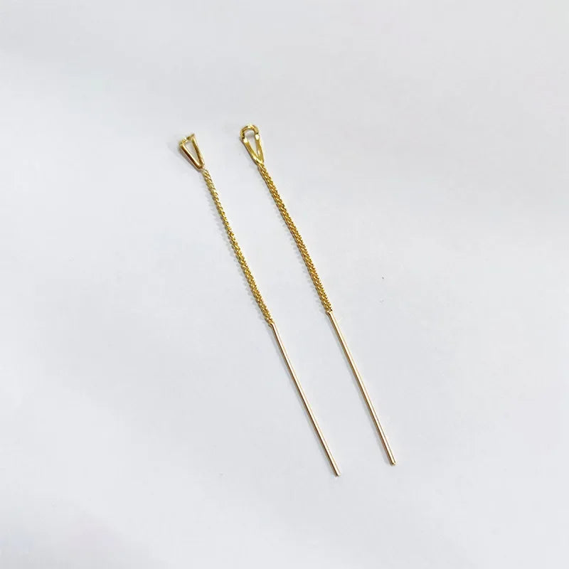 Rose Gold Threader Drop Earrings for Women Long Hanging Zircon Crystal Piercing Jewelry