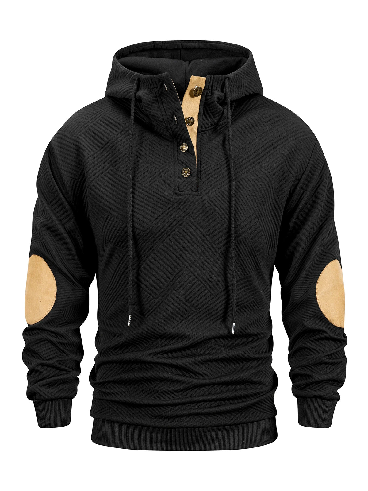 Men's 1/4 Button Hooded Sweatshirt - Casual Long Sleeve Pullover