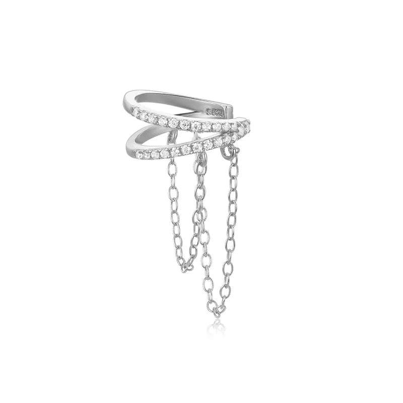 Roxi 925 Sterling Silver Zircon Double Layer Clip Earrings Women'S Ins Trend 1Piece No Piercing Earring Jewelry Pendientes