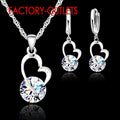 925 Sterling Silver Bridal Jewelry Sets Fashion Jewelry Romantic Heart Shape Round Crystal Women'S Girls Engagement Anniversary